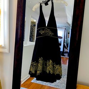 Backless a line halter dress